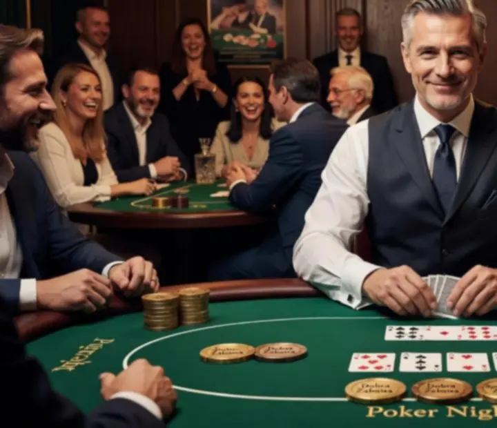 Profesjonalny krupier prowadzący rekreacyjny wieczór pokerowy podczas eventu