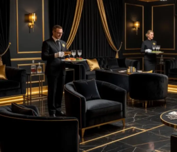 Elegancka strefa VIP przygotowana na wieczór kasynowy